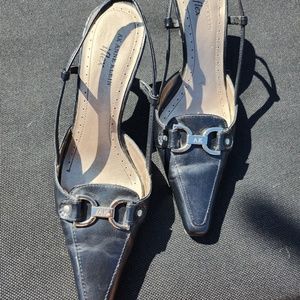 Anne Klein iFlex Black Leather Slingback Heels